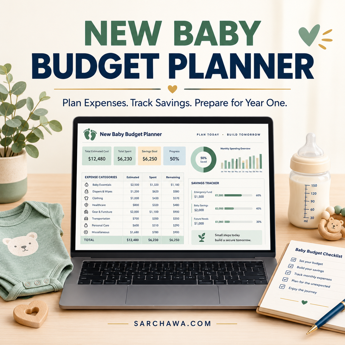 NEW BABY BUDGET PLANNER — First-Year Family Finance & Expense Tracker