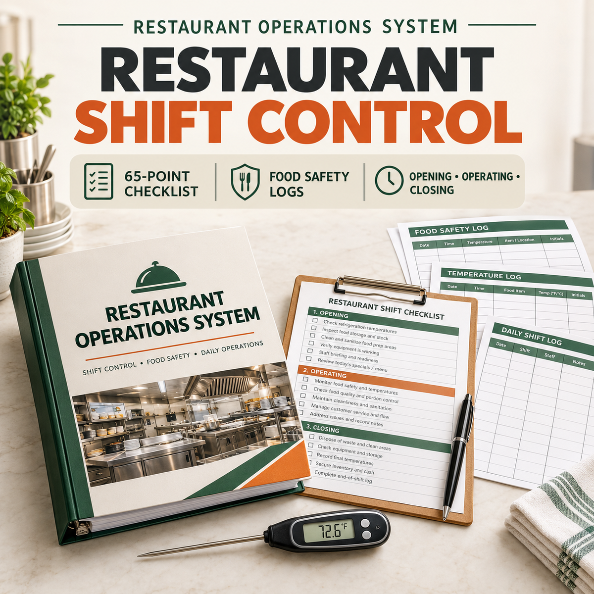 Restaurant Shift Opening, Closing & Food Safety Inspection System