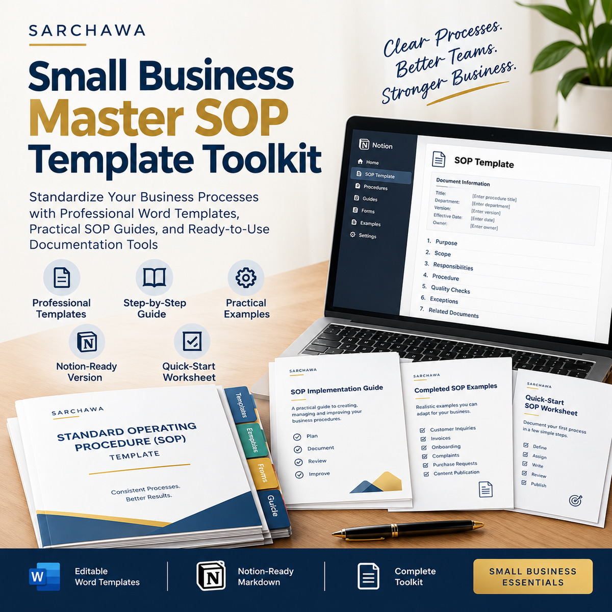 Small Business Master SOP Template Toolkit | Standardize Your Business Processes with Professional Word Templates, Practical SOP Guides, and Ready-to-Use Documentation Tools